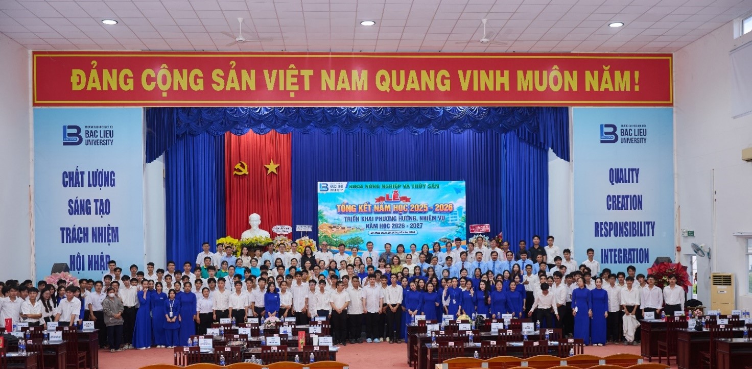 KHOA NÔNG NGHIỆP VÀ THỦY SẢN, TRƯỜNG ĐẠI HỌC BẠC LIÊU TỔ CHỨC LỄ TỔNG KẾT NĂM HỌC 2025 - 2026 VÀ TRIỂN KHAI PHƯƠNG HƯỚNG, NHIỆM VỤ NĂM HỌC 2026 - 2027